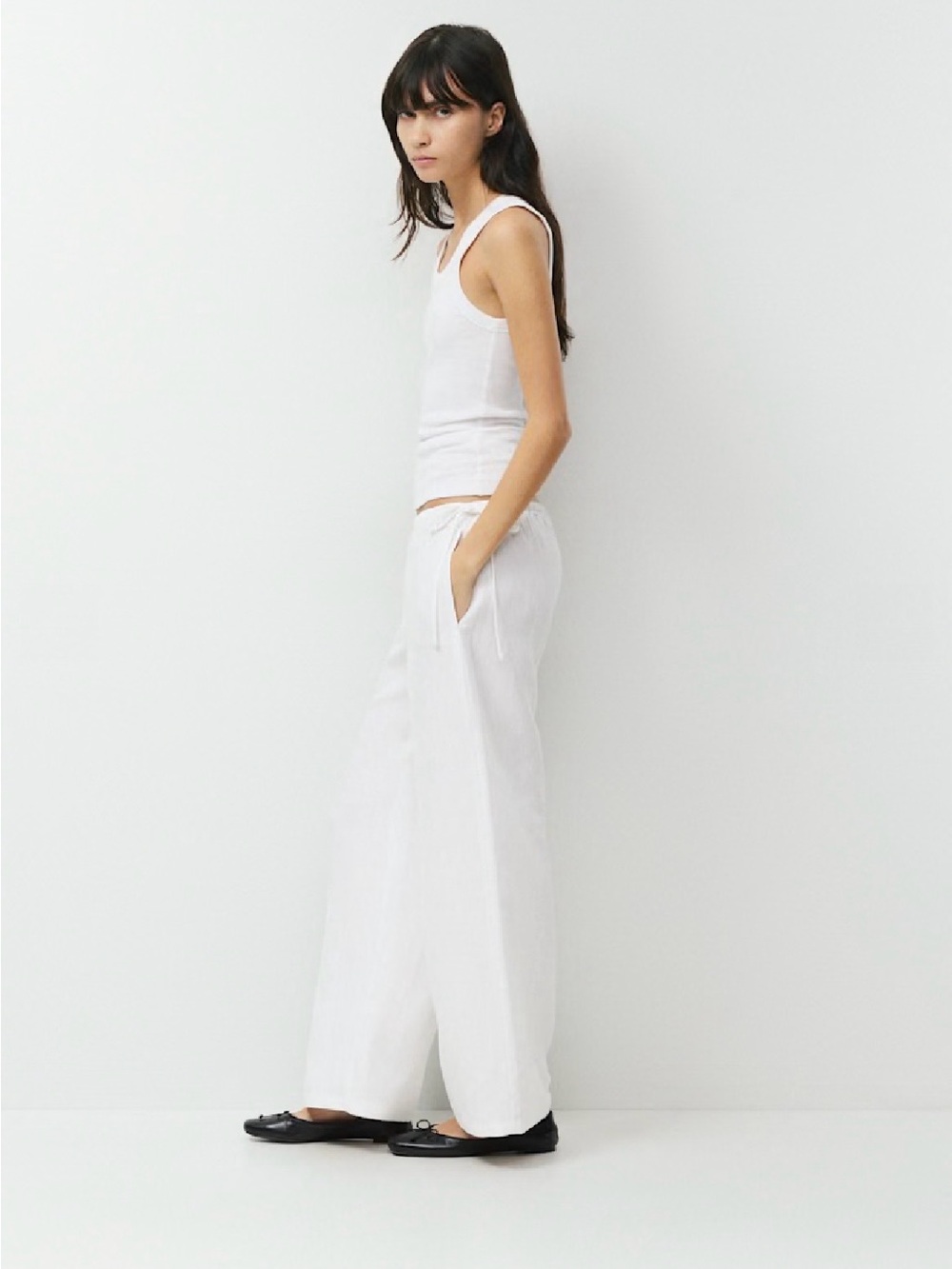 Wide Leg Aritzia ArtisanLinen-Blend Pants - White
